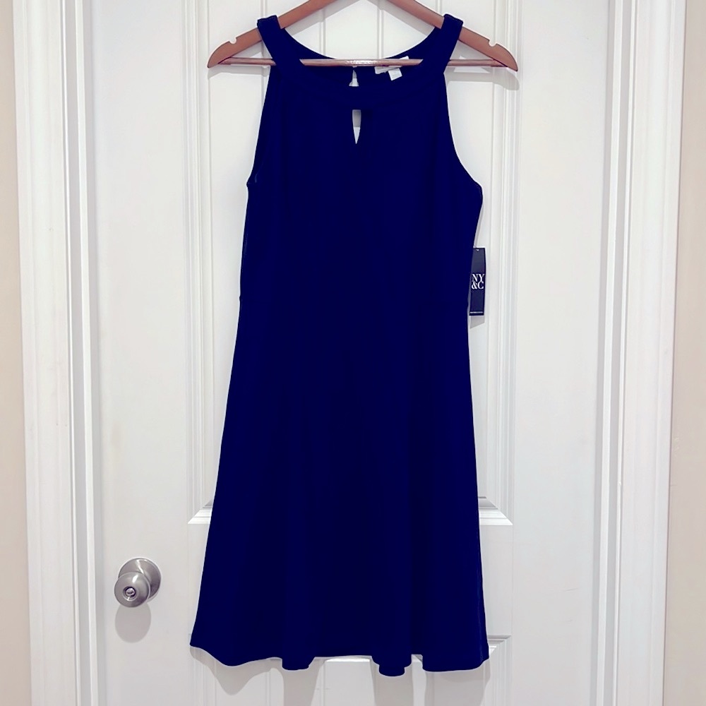 NY&Co: keyhole scuba dress - navy